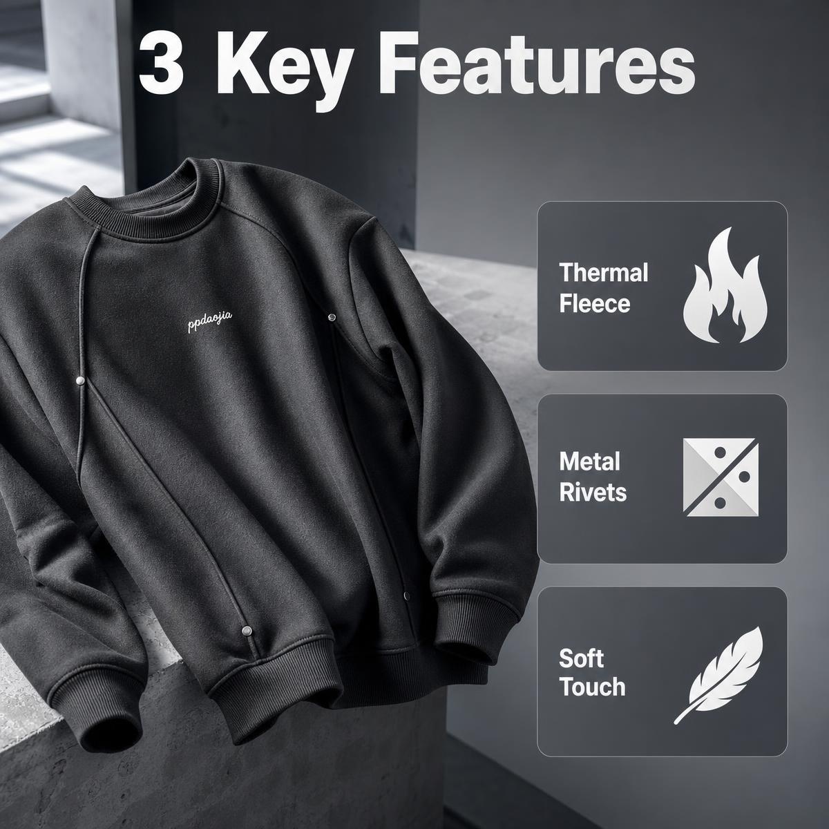 Undershirt Crew Neck - سترة رجالية مبطنة بالفرو للخريف والشتاء،